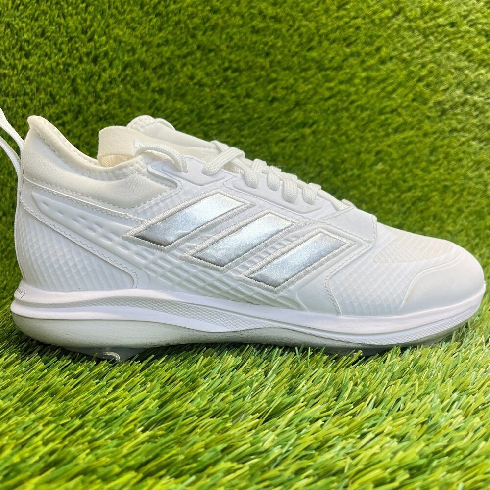 Adidas Icon 8 Boost Mens Size 7‎ White Silver Running Outdoor Baseball Cleats